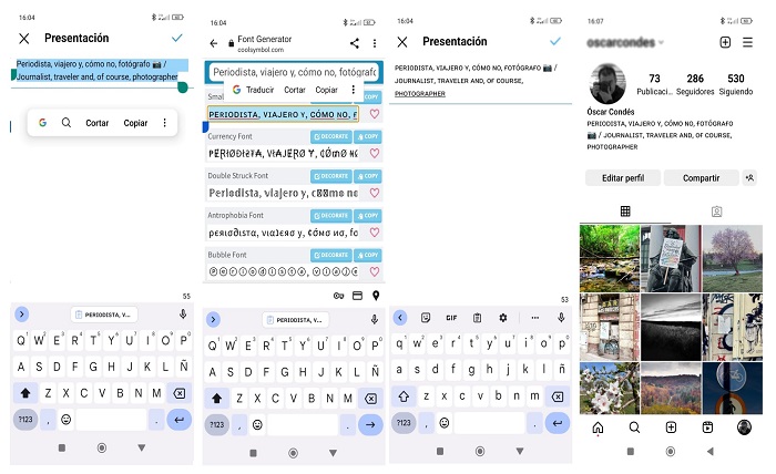 letras instagram