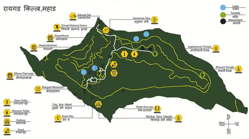 Raigad Fort Map In Marathi